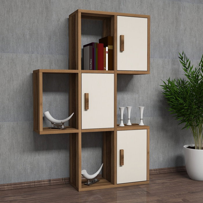 Hanah Home Flora Estantería de Pared Nogal y Crema